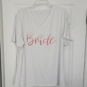 White Bride T-Shirt with Pink Print